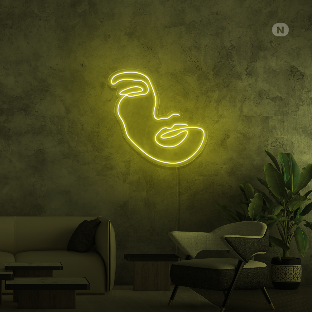 Neon Sign Woman Face