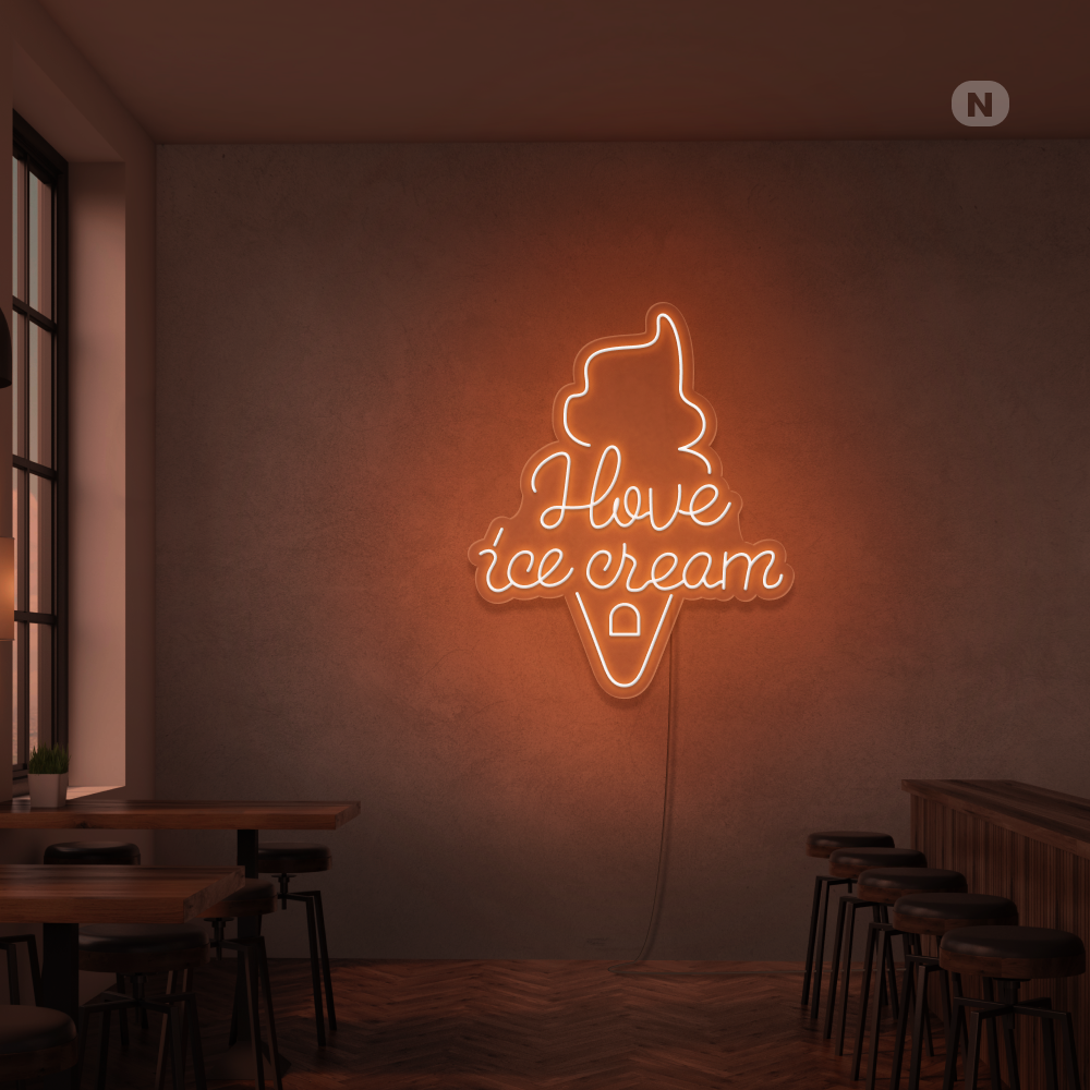 Neon Sign I love ice cream