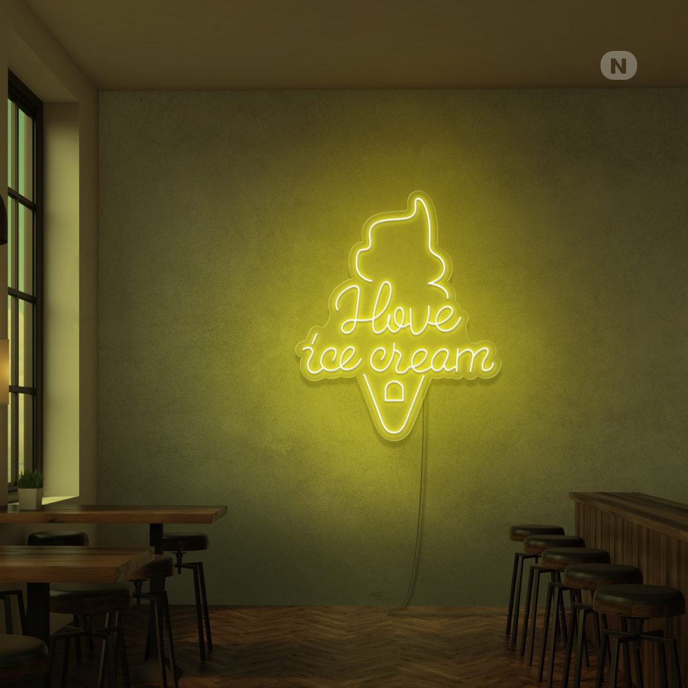 Neon Sign I love ice cream