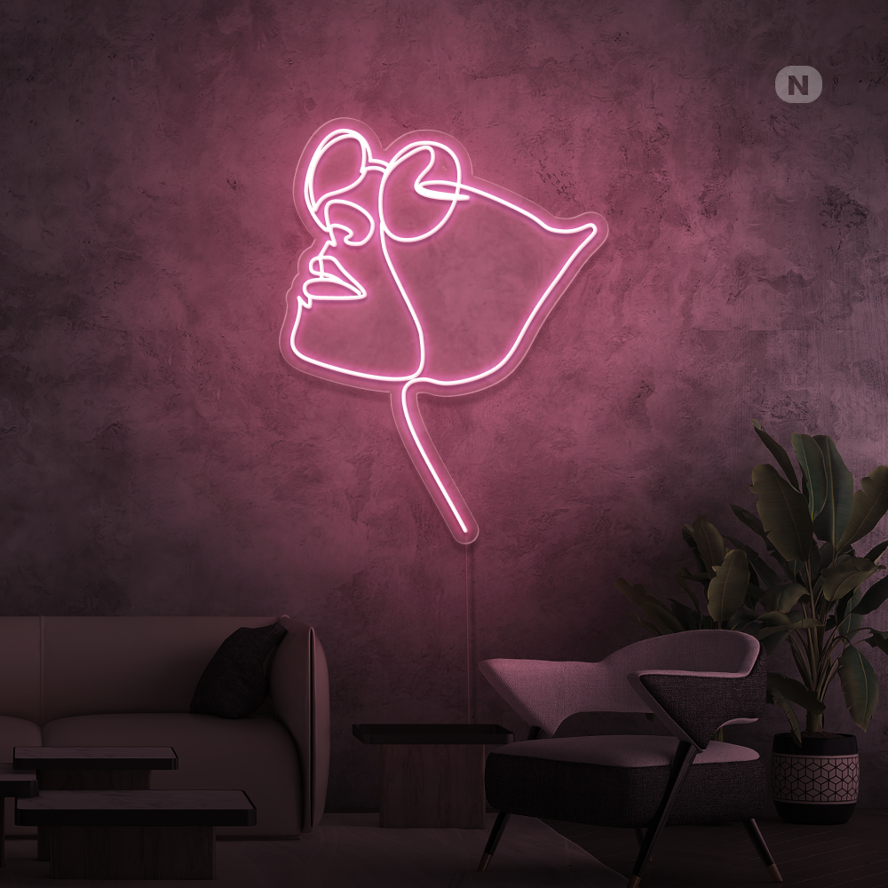 Neon Sign Face with glasses