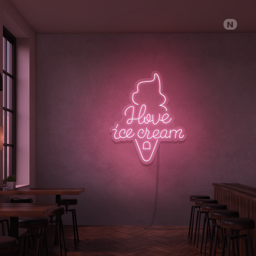 Neon Sign I love ice cream