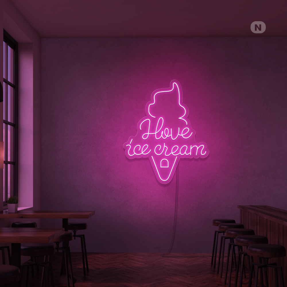 Neon Sign I love ice cream