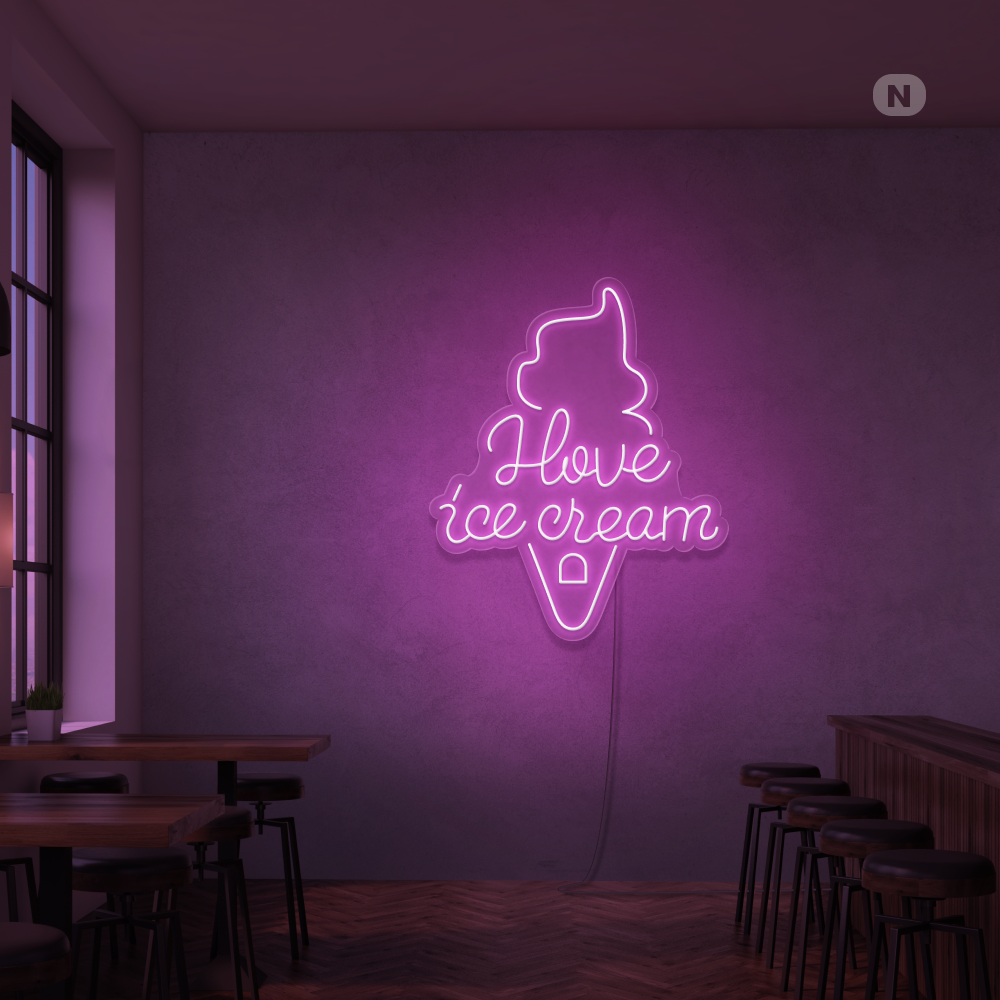 Neon Sign I love ice cream
