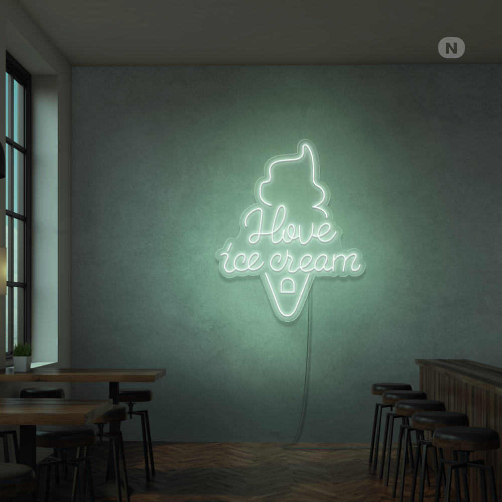 Neon Sign I love ice cream